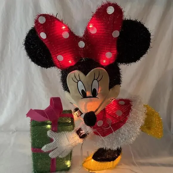Disney Magic Holiday Minnie Mouse Lighted Tinsel Yard Sculpture Decoration